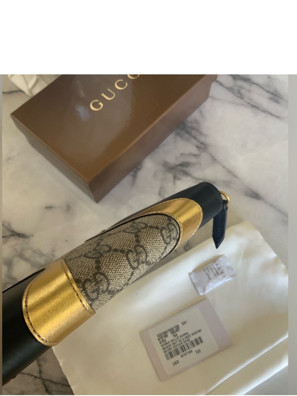 Gucci Monogram Zip Wallet in Black, Gold and Beige - Picture 5 of 14